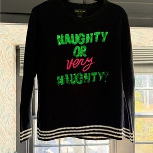 Faith & Zoe Black Sweater with Green and Pink Text